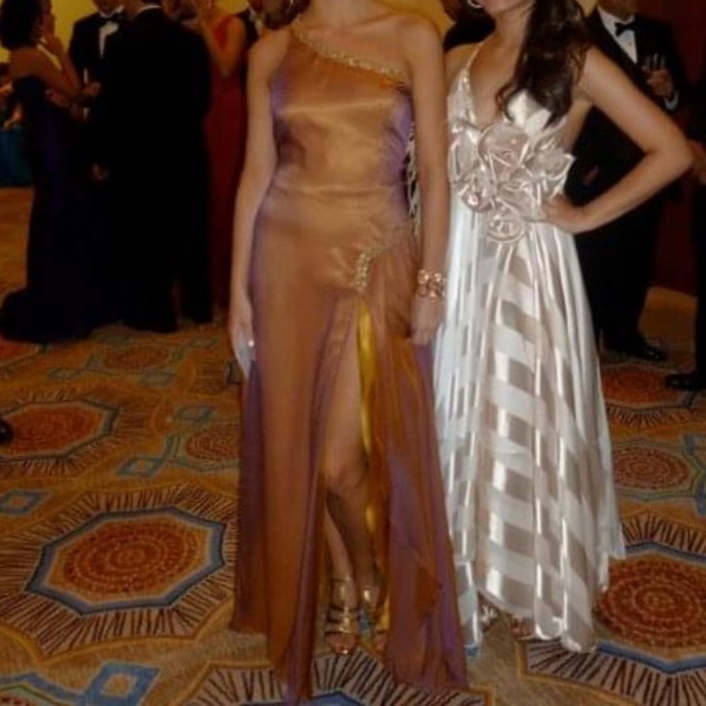 One Shoulder Iridescent Chiffon Dress